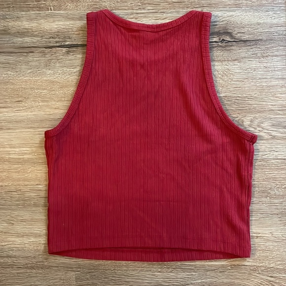 Old Navy Red Cropped Ribbed Knit Crewneck Stretchy Tank Top - Picture 9 of 10